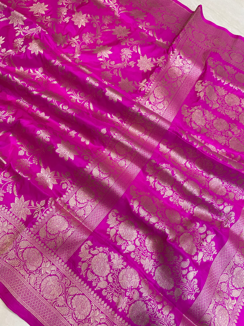 Pure Katan Silk Banarasi Handloom Saree - All Over Jaal Work - The Handlooms