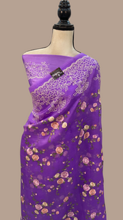 Pure Organza Chikankari Handloom Banarasi Saree - The Handlooms