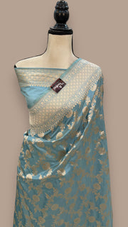 Pure Katan Silk Banarasi Handloom Saree - All over Jaal work - The Handlooms
