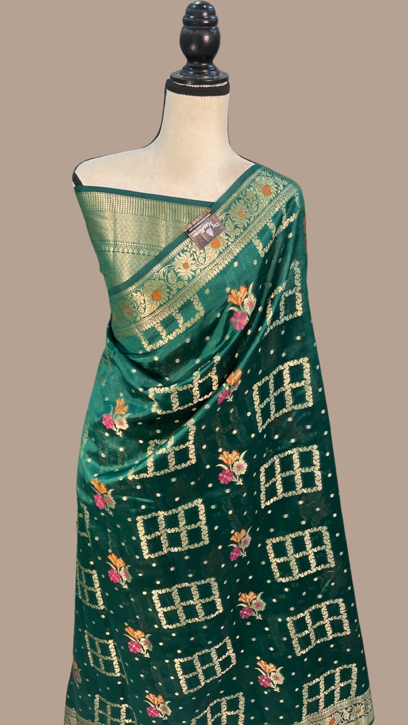 Pure Dupion Silk Banarasi Saree - Gold Zari - The Handlooms