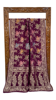 Khaddi Georgette Handloom Banarasi Saree - All over Jaal Work With Meenakari - The Handlooms