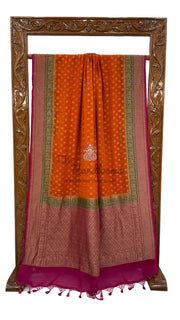 Khaddi Georgette Handloom Banarasi Saree -  Antique zari - The Handlooms