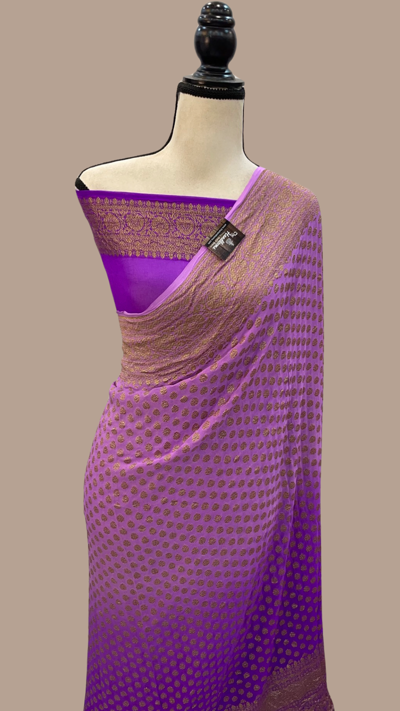 Khaddi Georgette Banarasi Saree -  Antique zari - The Handlooms