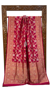 Pure Katan Silk Banarasi Handloom Saree - All over Sona Roopa Jaal work - The Handlooms