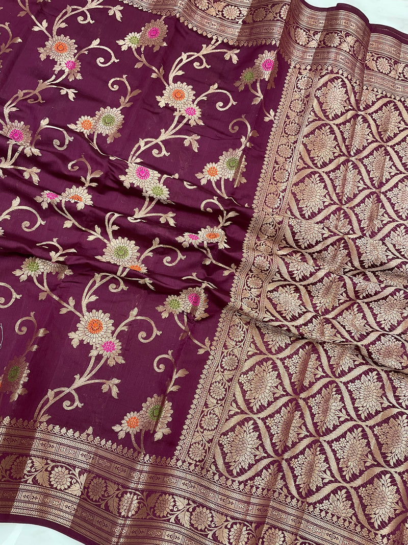 Pure Dupion Silk Banarasi Saree - Gold Zari - The Handlooms