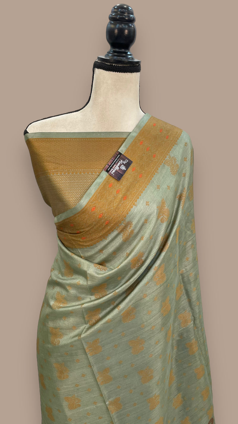 Pure Tussar Silk Handloom Banarasi Saree - The Handlooms