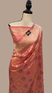 Pure Katan Silk Banarasi Handloom Saree - All over Jaal work - With Meenakari - The Handlooms