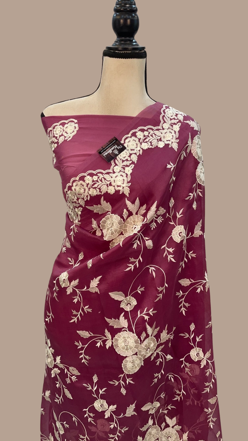 Organza Chikankari Handloom Banarasi Saree - The Handlooms