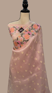 Pure Organza Chikankari Handloom Banarasi Saree - The Handlooms