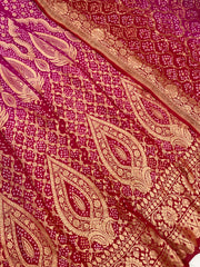 Pure Khaddi Georgette Bandhani Handloom Banarasi Lehenga - The Handlooms