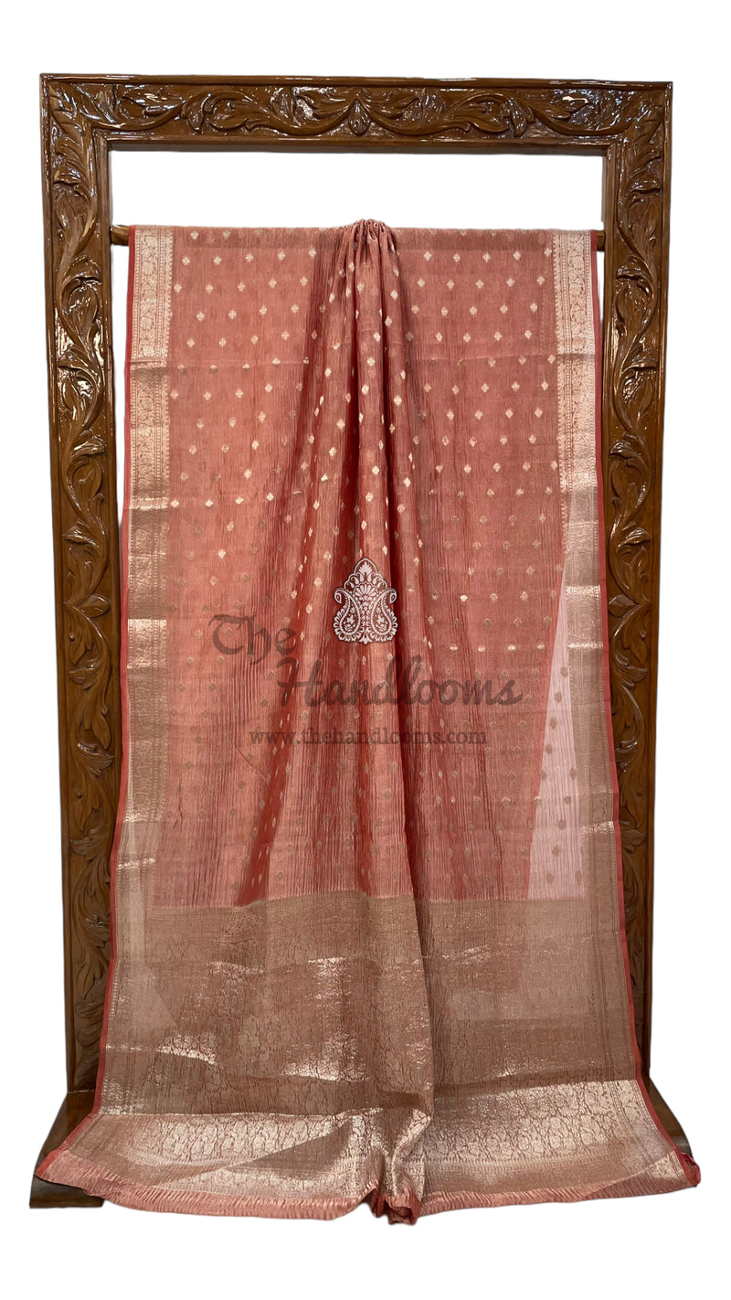 Pure Kora Tissue Crush Handloom Banarasi Saree - The Handlooms