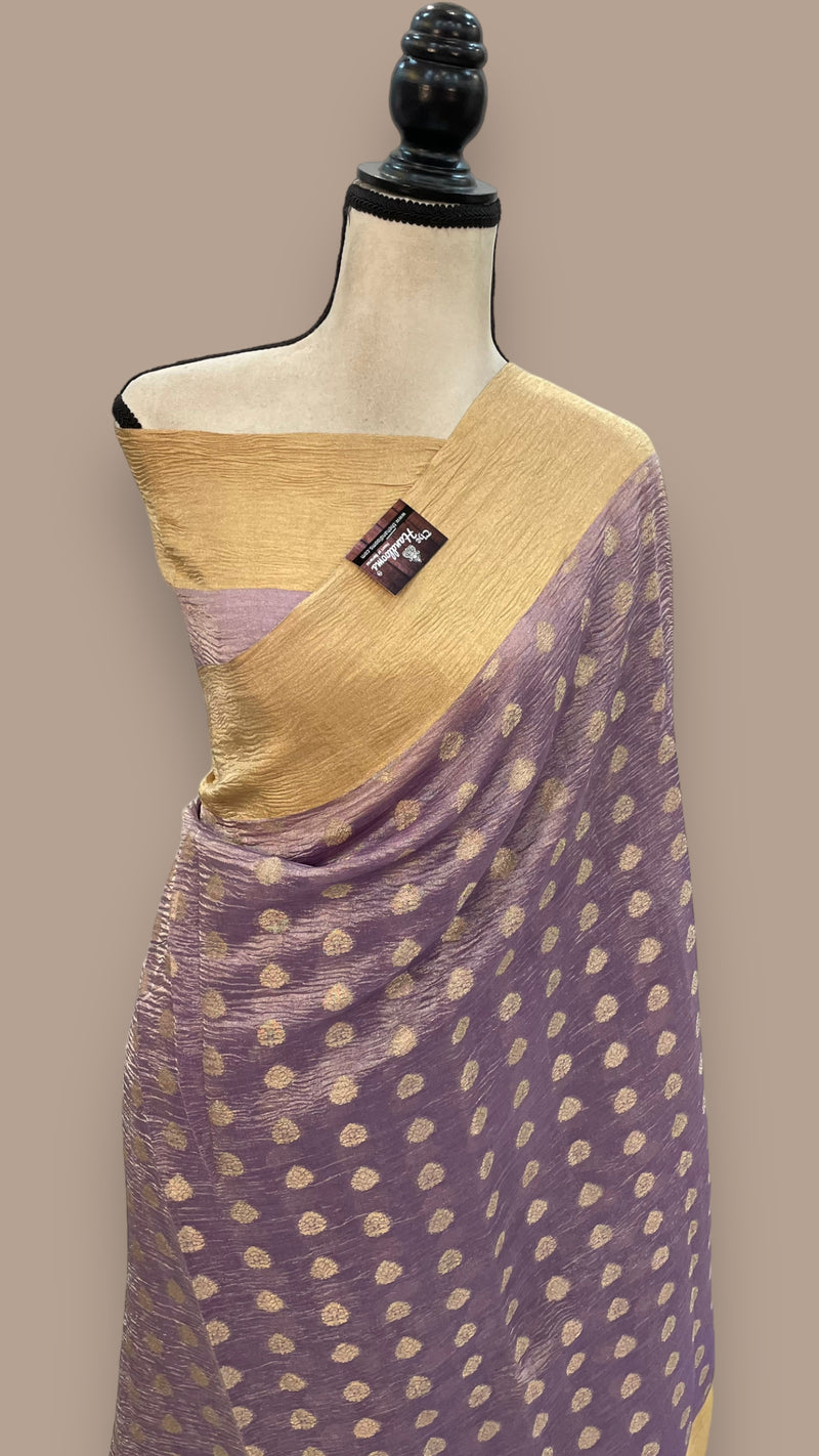 Pure Kora Tissue Crush Handloom Banarasi Saree - The Handlooms