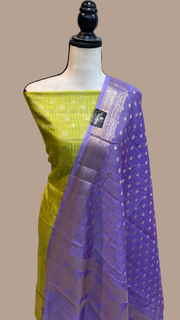 Pure Chanderi Cotton Banarasi Dress material - The Handlooms