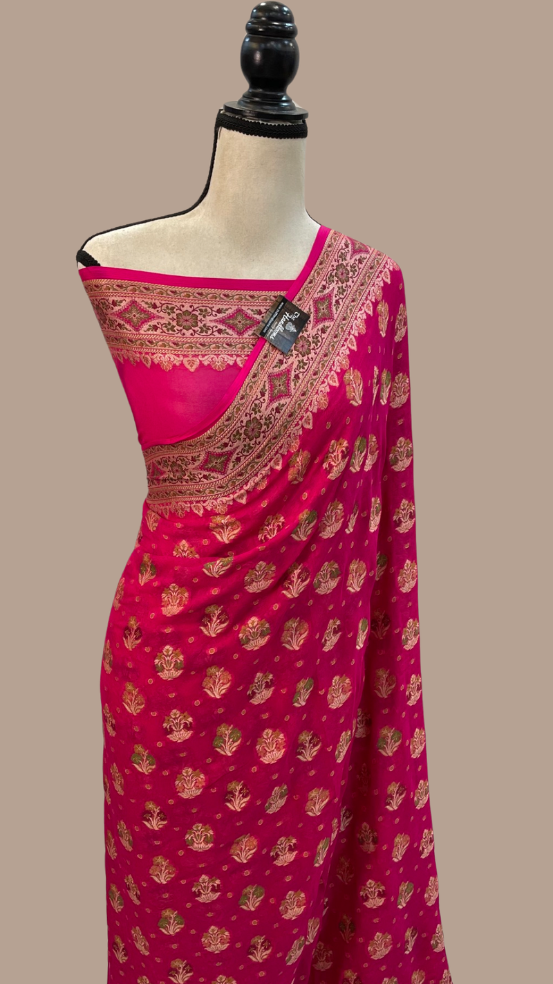 Pure Chiffon Khaddi Banarasi Saree - The Handlooms