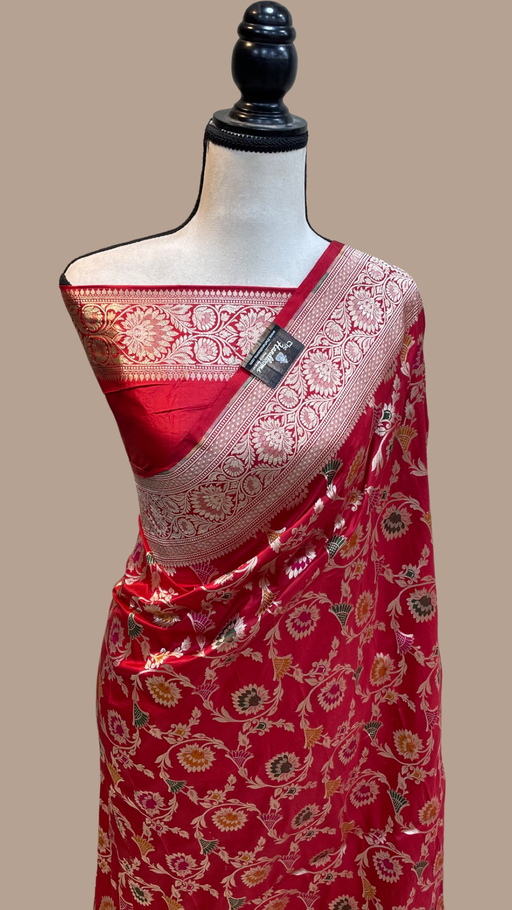 Pure Katan Silk Banarasi Handloom Saree - All over Jaal work with meenakari - The Handlooms