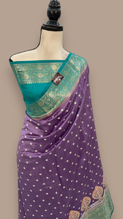 Pure Chiniya Silk Handloom Banarasi Saree with Chikankari - The Handlooms