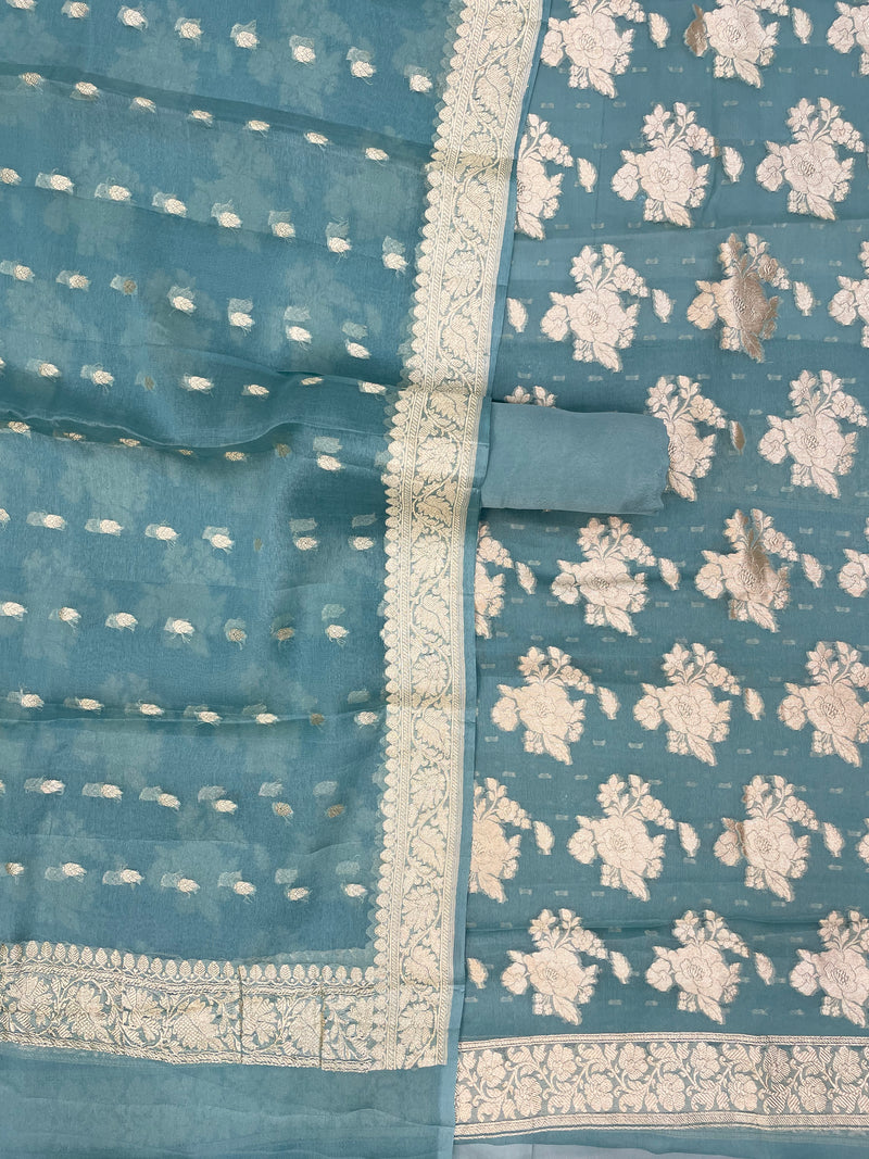 Khaddi Georgette Banarasi Dress material - The Handlooms