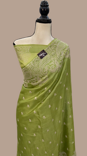 Tussar Silk Handloom Banarasi Saree With Chikankari - The Handlooms