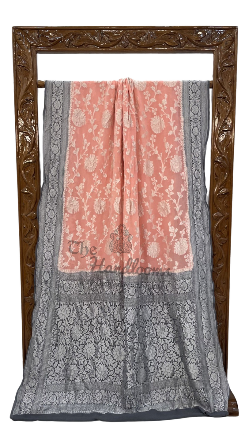 Pure Khaddi Georgette Handloom Banarasi Saree - The Handlooms