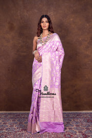 Mauvee Pure Katan Silk Banarasi Handloom Saree - All Over Jaal Work - The Handlooms