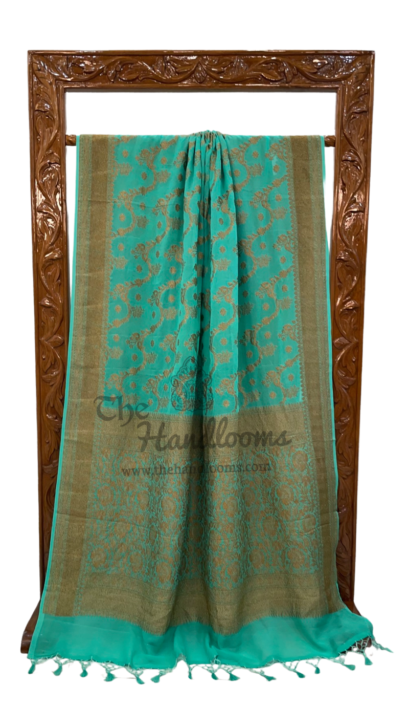 Khaddi Georgette Banarasi Saree -  Antique zari - The Handlooms