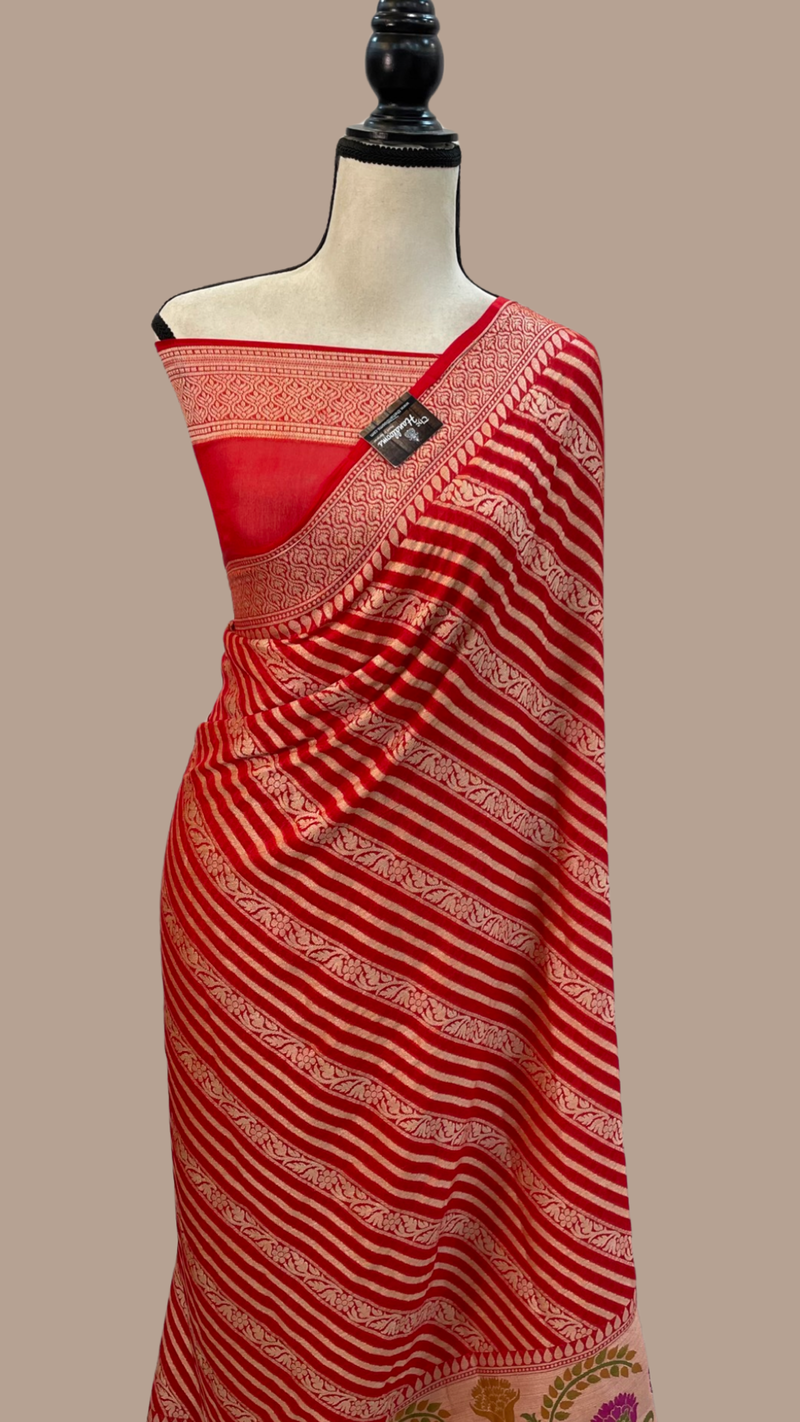 Pure Chiffon Khaddi Banarasi Saree - The Handlooms