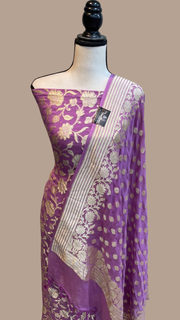 Pure Khaddi Georgette Banarasi Dress material - The Handlooms