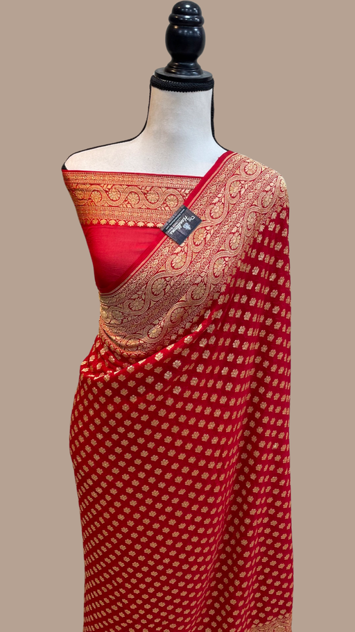 Khaddi Georgette Gold zari The Handlooms