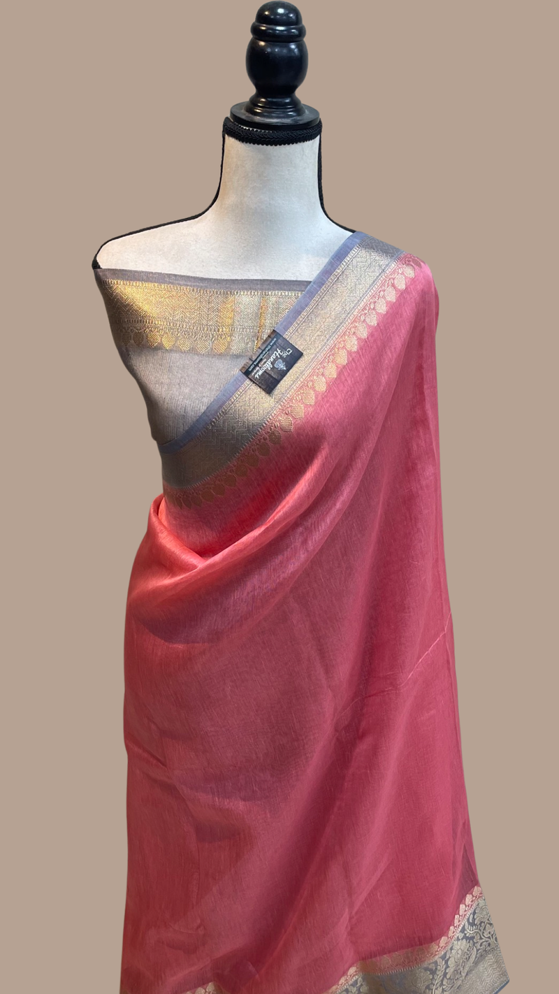 Pure linen Banarasi Saree - The Handlooms