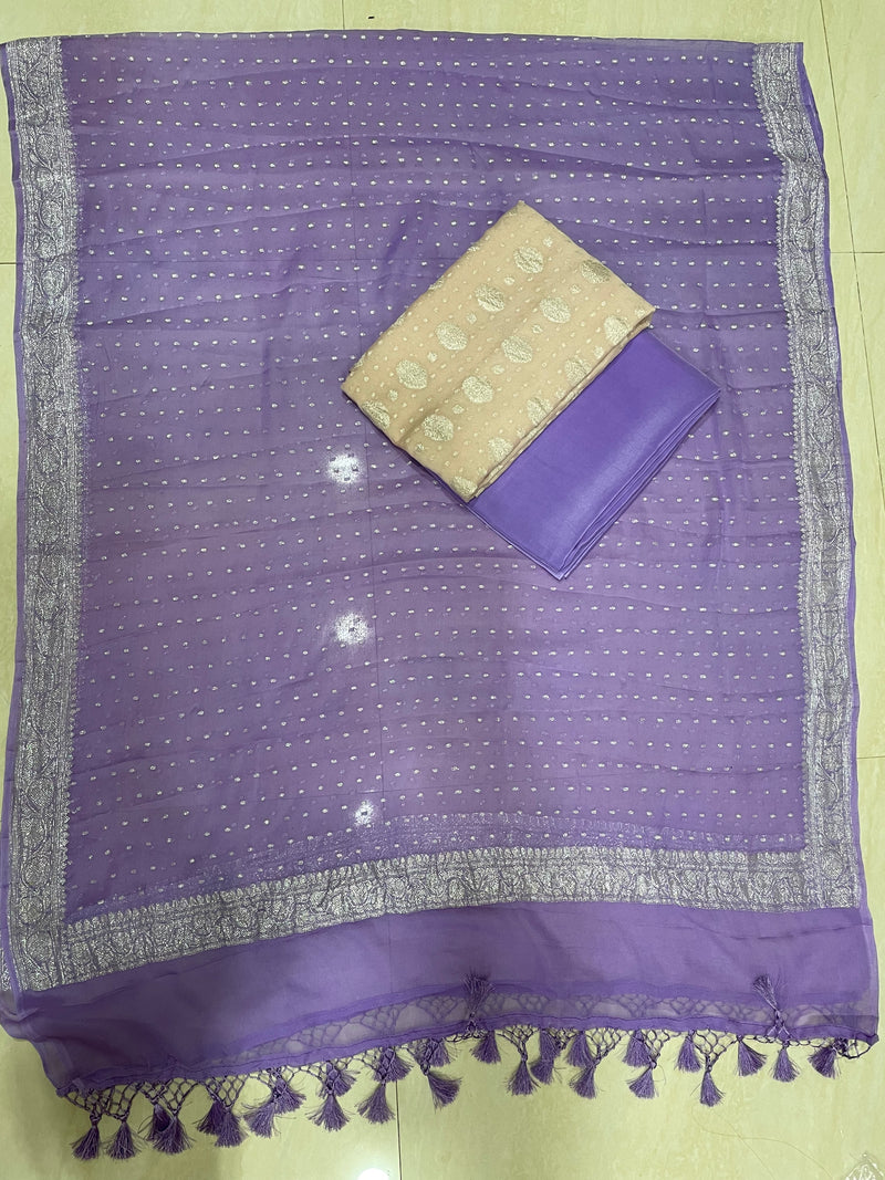 Pure Khaddi Georgette Banarasi Dress material - The Handlooms