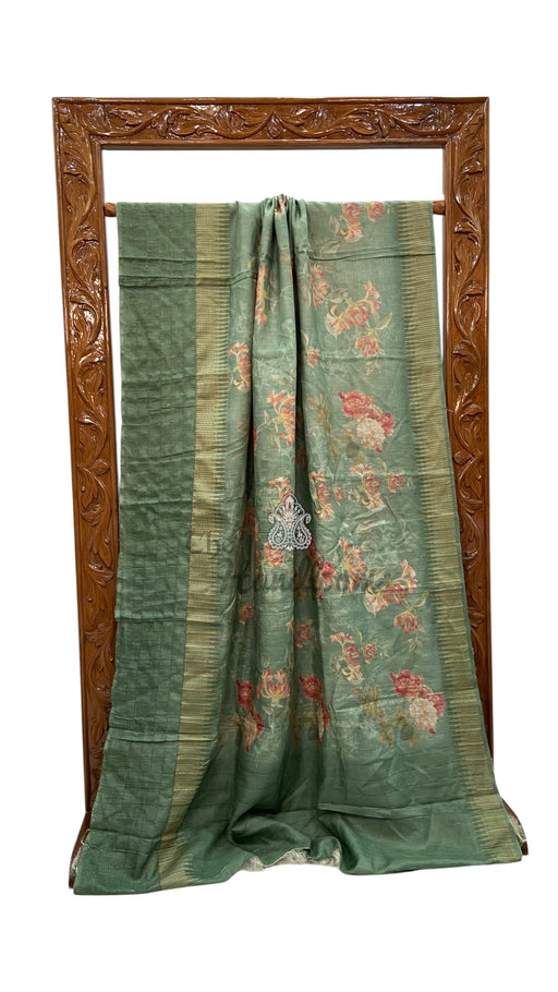 Pure Tussar Silk Handloom Banarasi Saree With Digital Print - The Handlooms