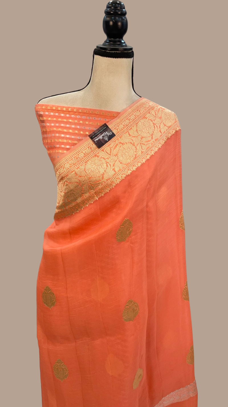 Pure Kora Handloom Banarasi Saree - Sona Roopa Alfi Kadua Boota - The Handlooms
