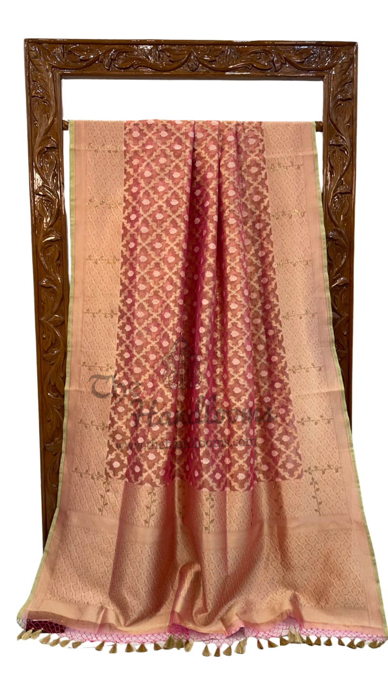 Pure Tissue Reshmi zari Banarasi Saree With Siroski Work - The Handlooms