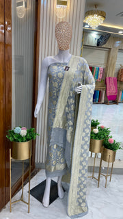 Khaddi Georgette Handlooms Banarasi Dress material - The Handlooms