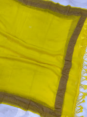 Pure Khaddi Georgette Dupatta - Antique zari - The Handlooms