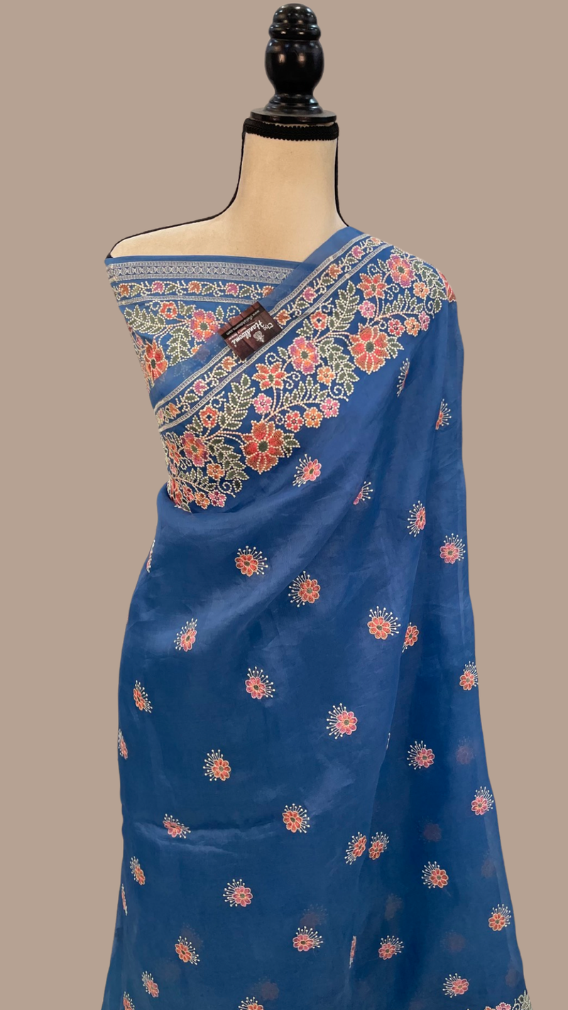 Pure Organza Chikankari Handloom Banarasi Saree - The Handlooms