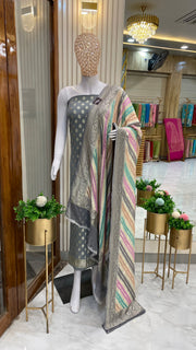 Pure Khaddi Georgette Banarasi Dress material - The Handlooms