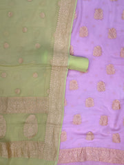 Pure Khaddi Georgette Banarasi Dress material - The Handlooms