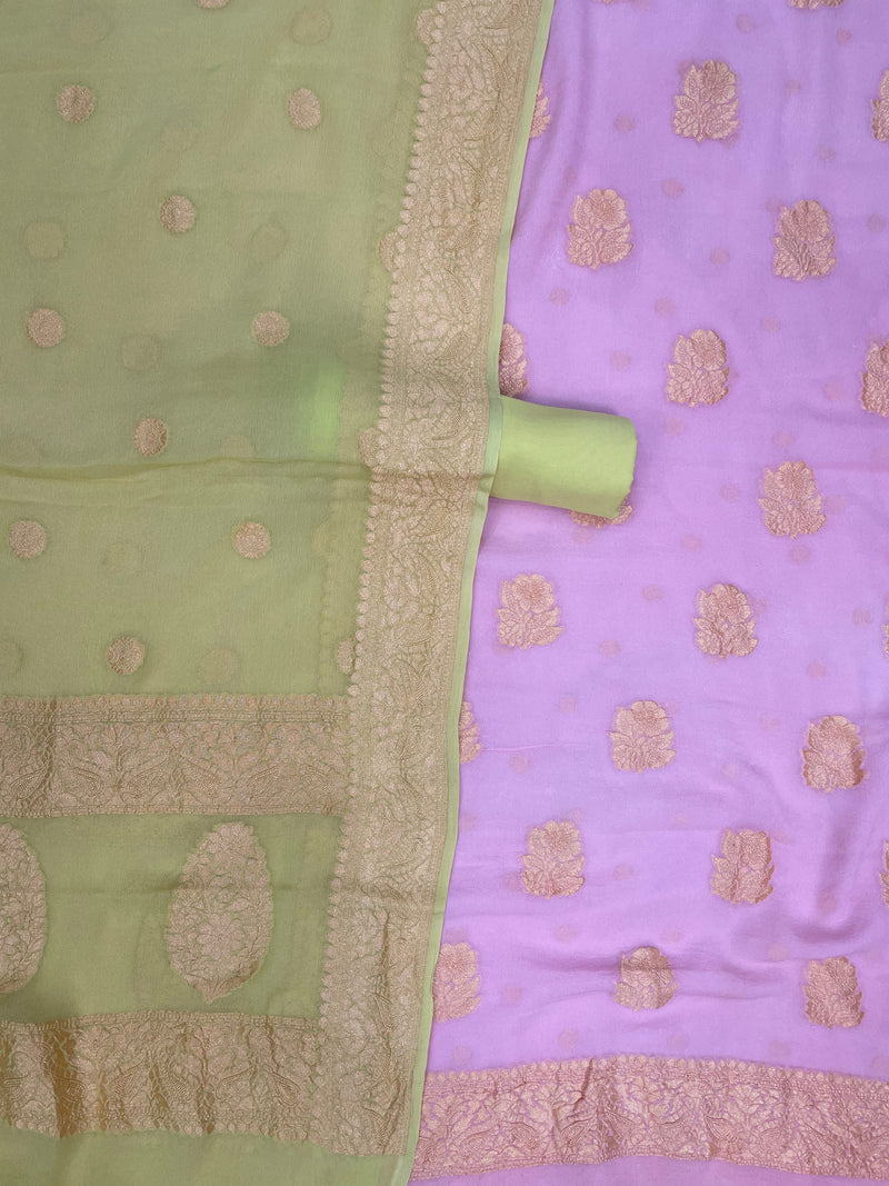 Pure Khaddi Georgette Banarasi Dress material - The Handlooms