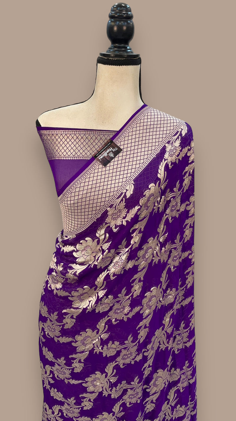 Khaddi Georgette Handloom Banarasi Saree - The Handlooms