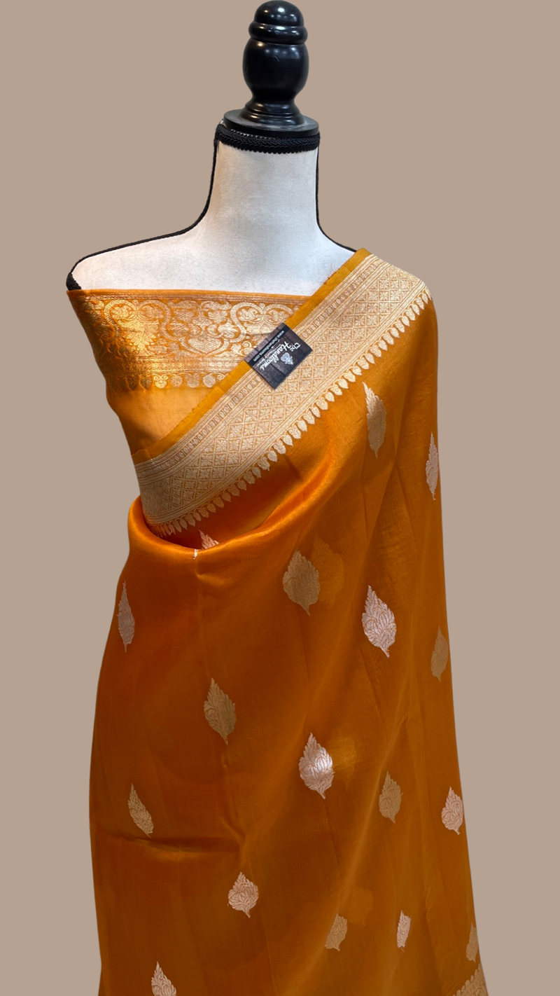 Pure Kora Handloom Banarasi Saree - Sona Roopa Alfi Kadua Boota - The Handlooms