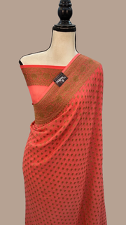Khaddi Georgette Banarasi Saree -  Antique zari - The Handlooms