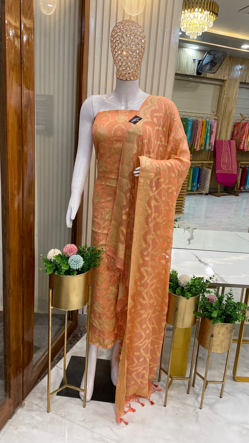 Pure Chiffon Khaddi Banarasi Dress material The Handlooms Pure Chiffon Khaddi Banarasi Dress material The Handlooms