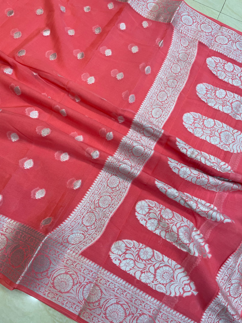 Pure Chiffon Khaddi Banarasi Saree - The Handlooms