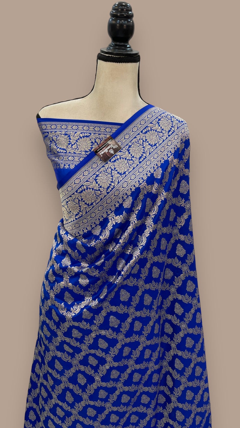 Pure Katan Silk Banarasi Handloom Saree - All Over Jaal Work - The Handlooms
