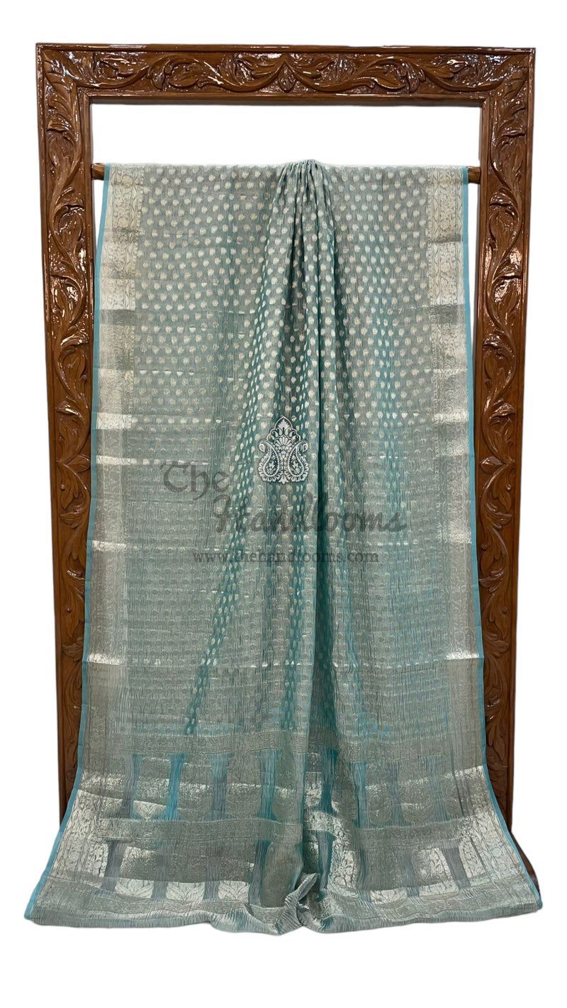 Pure Kora Tissue Crush Handloom Banarasi Saree - The Handlooms