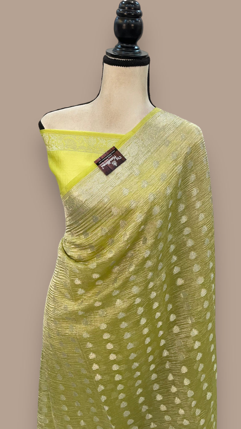 Pure Kora Tissue Crush Handloom Banarasi Saree - The Handlooms