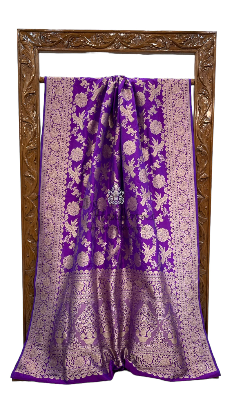 Pure Katan Silk Banarasi Handloom Saree - All Over Jaal Work - The Handlooms