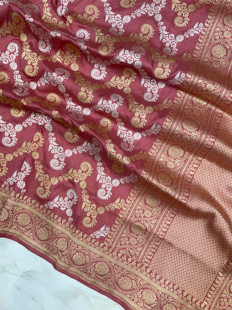 Pure Katan Silk Banarasi kadua jangla dupatta - The Handlooms