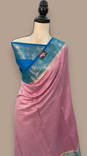Pink Pure Chiniya Silk Khaddi Handloom Banarasi Saree - The Handlooms